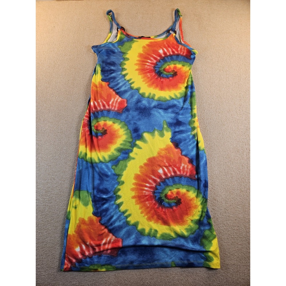 Absolutely Love It Womens 2X Rainbow Tie Dye Bodycon Maxi Dress Sleeveless NWT